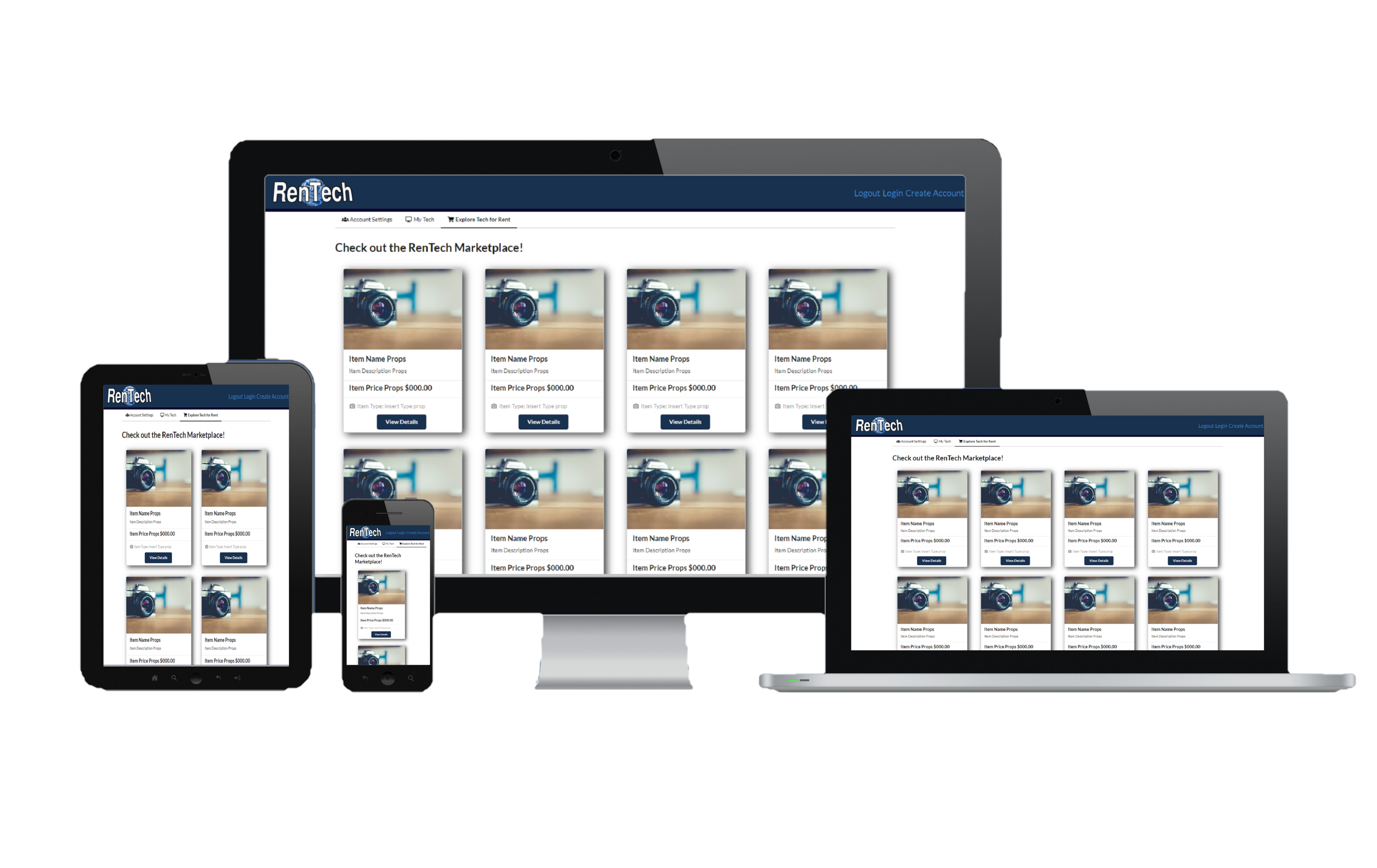 mobile, tablet, and desktop devices showing site layout